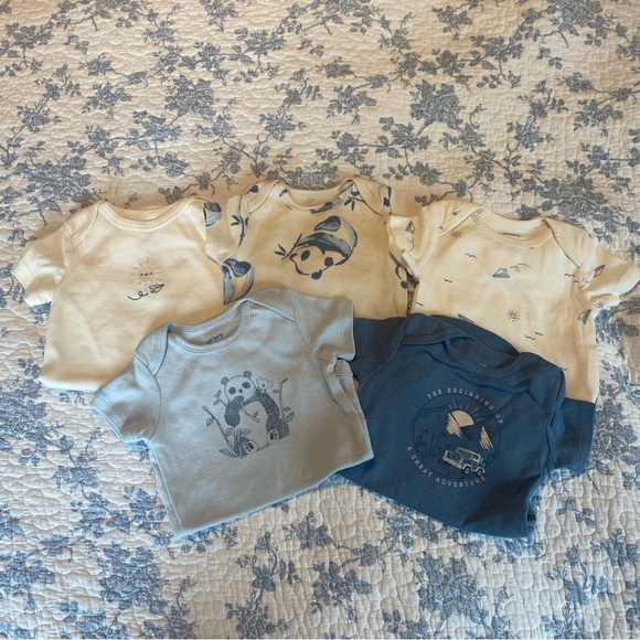Carter’s Baby Boy 5-Pack Pandas Short Sleeve Bodysuits Size 6M - Picture 2 of 3
